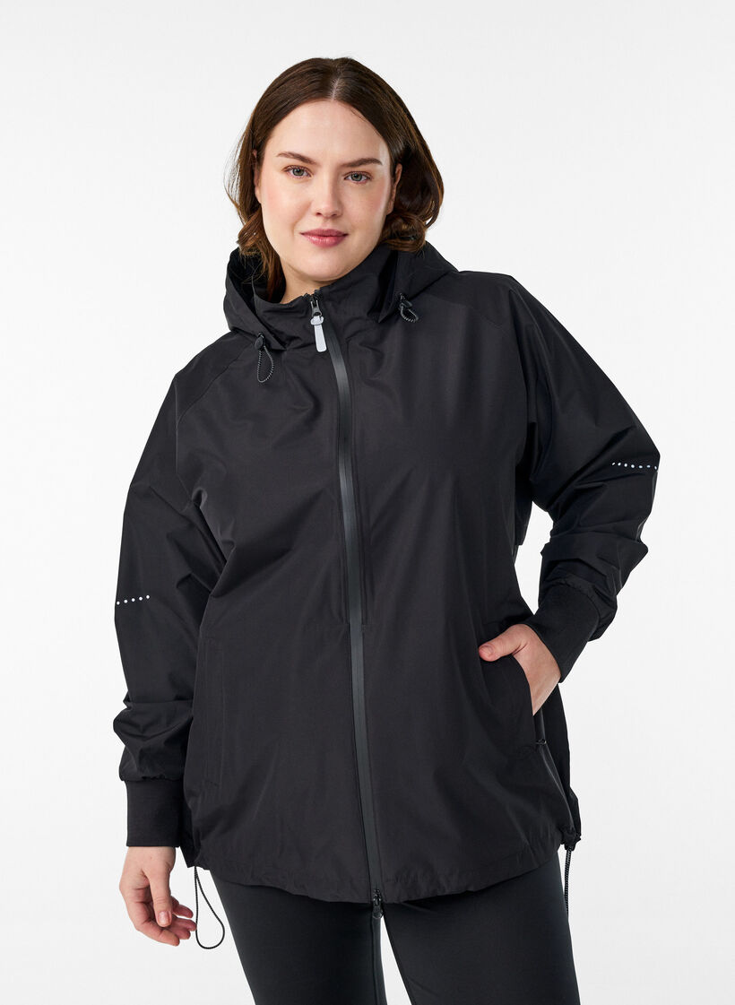 Veste de pluie avec détails réfléchissants, Noir, Model image number 0
