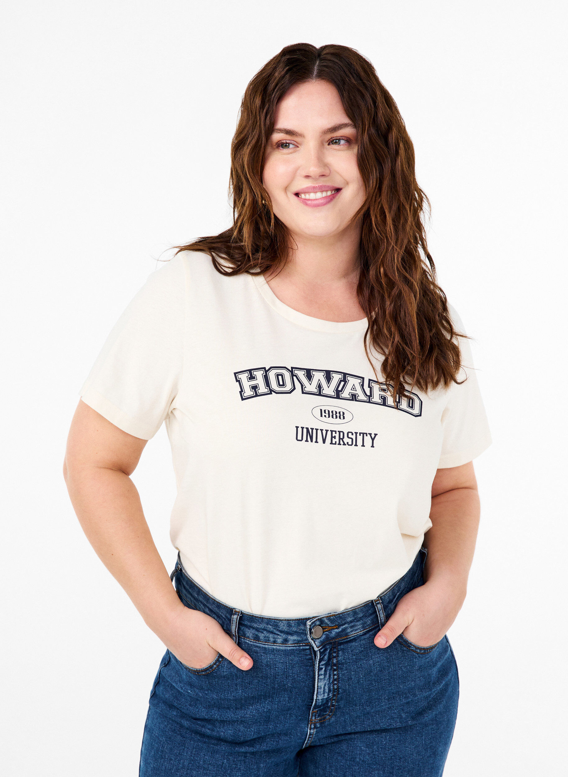 T-shirt en coton avec motif de texte, Antique W. W. Howard, Model