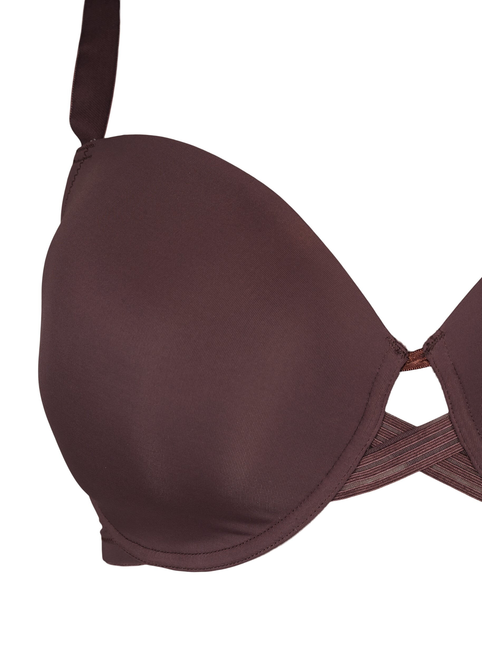 Zizzi Soutien-gorge moul&eacute; avec d&eacute;tail en forme de croix, Marron, Packshot image number 2