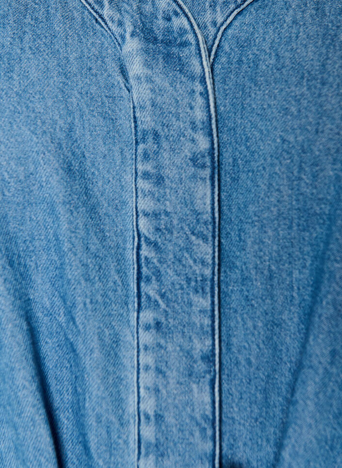 Robe en jean avec col en V et ceinture &agrave; nouer, Bleu Clair, Packshot image number 2