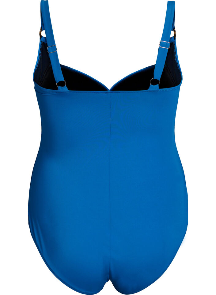 Maillot de bain drap&eacute; avec bonnets rembourr&eacute;s, Bleu, Packshot image number 1