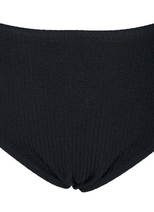 Bas de bikini taille haute avec structure en crêpe, Black, Packshot image number 2