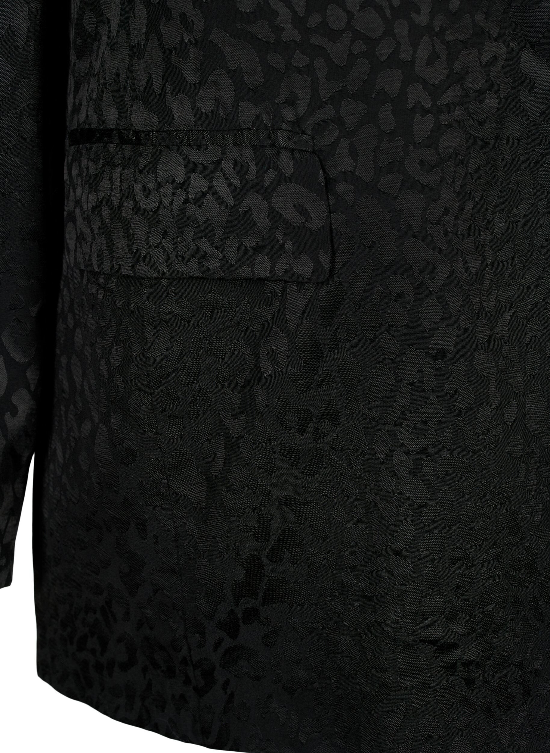 Zizzi Blazer jacquard ton sur ton en viscose, Black, Packshot image number 3
