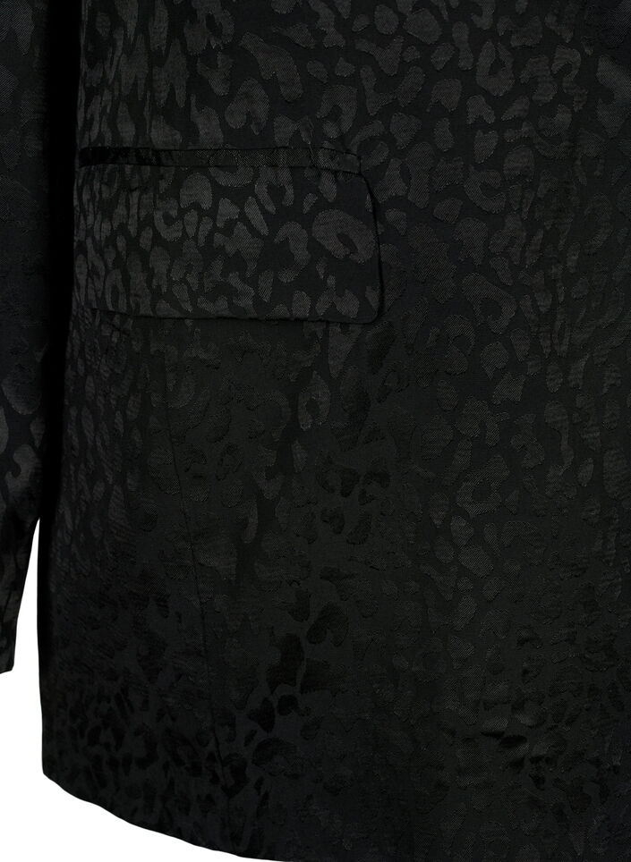 Blazer jacquard ton sur ton en viscose, Black, Packshot image number 3
