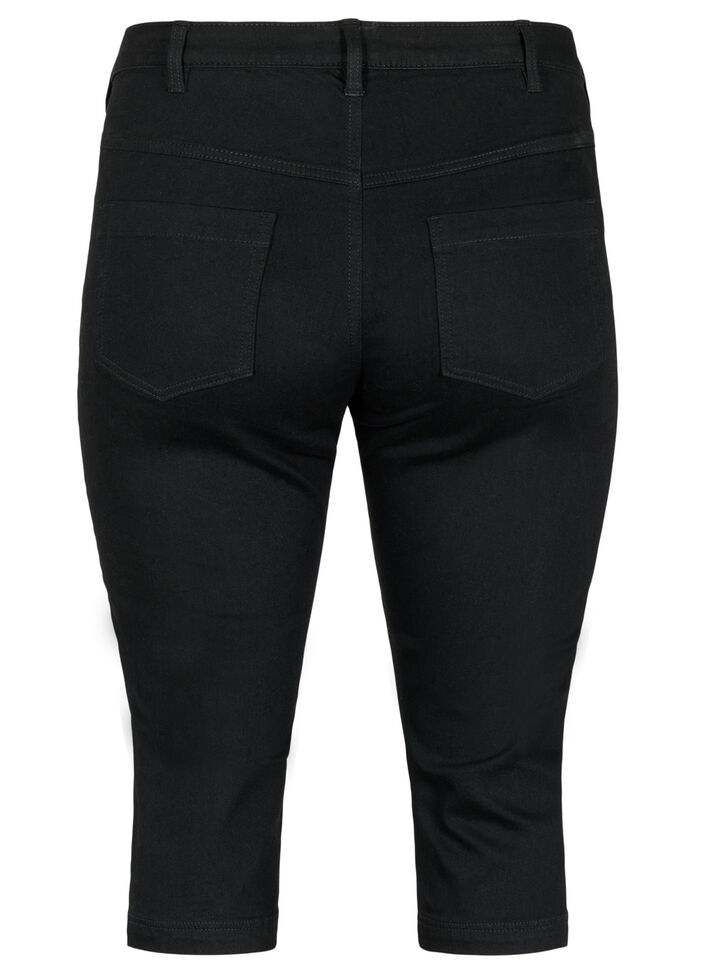 Pantacourt Emily coupe slim en denim, Black, Packshot image number 1