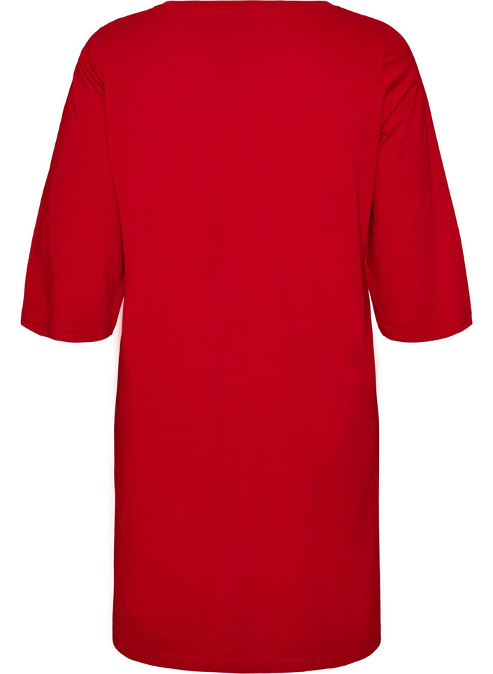 Chemise de nuit en coton bio &agrave; motif de No&euml;l, Rouge, Packshot image number 1