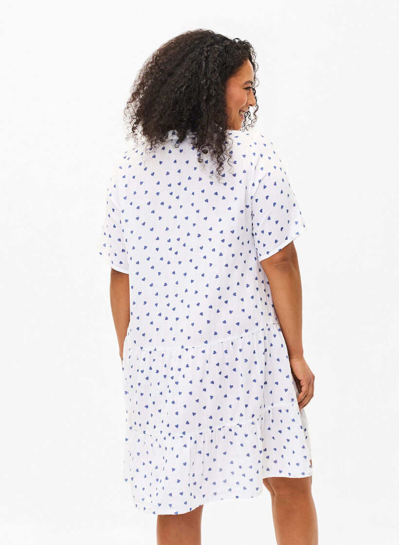 Robe en coton avec imprim&eacute; c&oelig;ur, Bright White Heart, Model image number 1