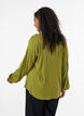 Blouse en viscose avec col en V et manches longues, Vert, Model image number 2