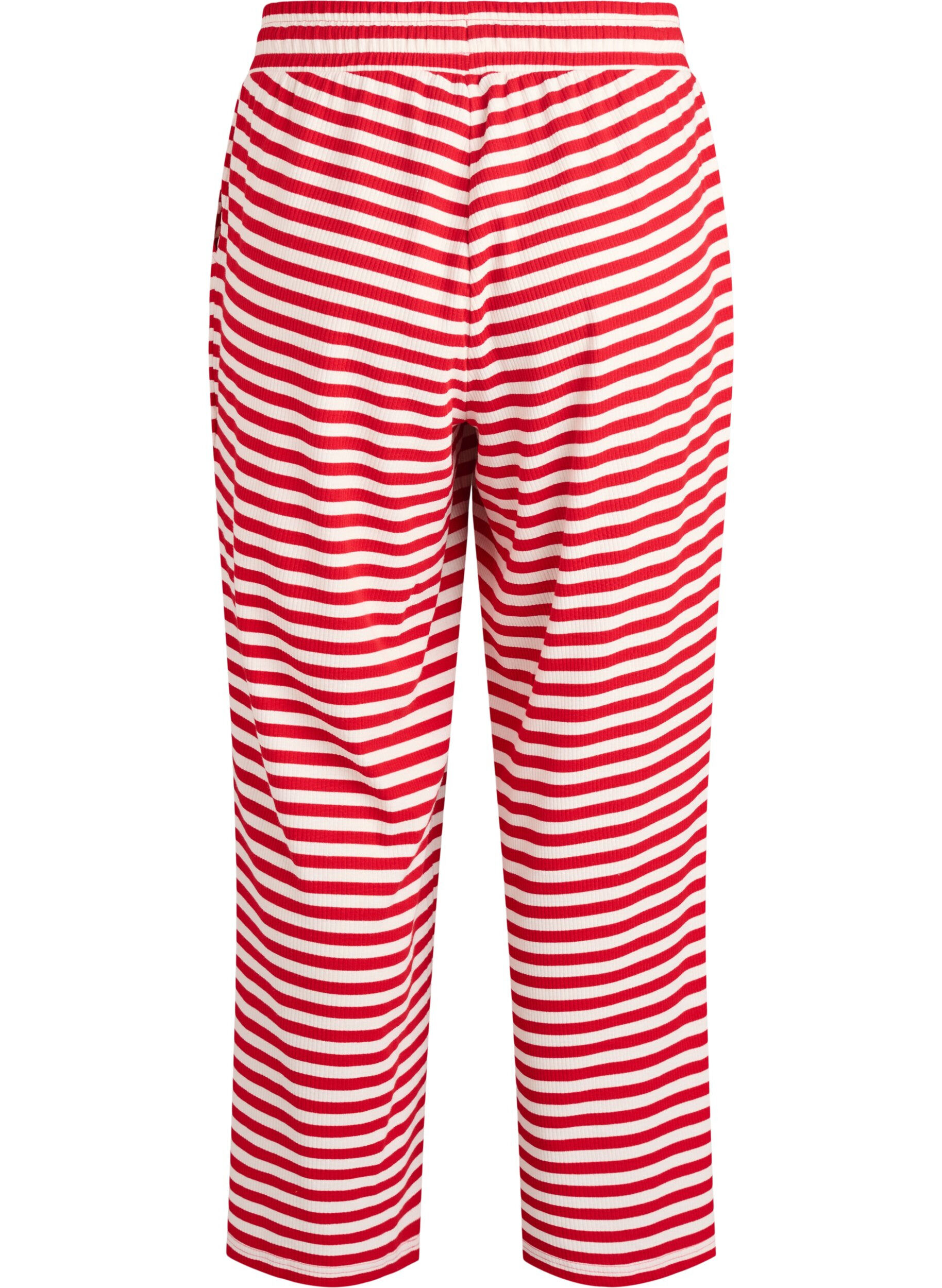 Zizzi Pantalon de pyjama ray&eacute; &agrave; taille haute et coupe ample, Rouge, Packshot image number 1