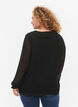 Blouse avec volants et texture en pointillés, Black, Model image number 1