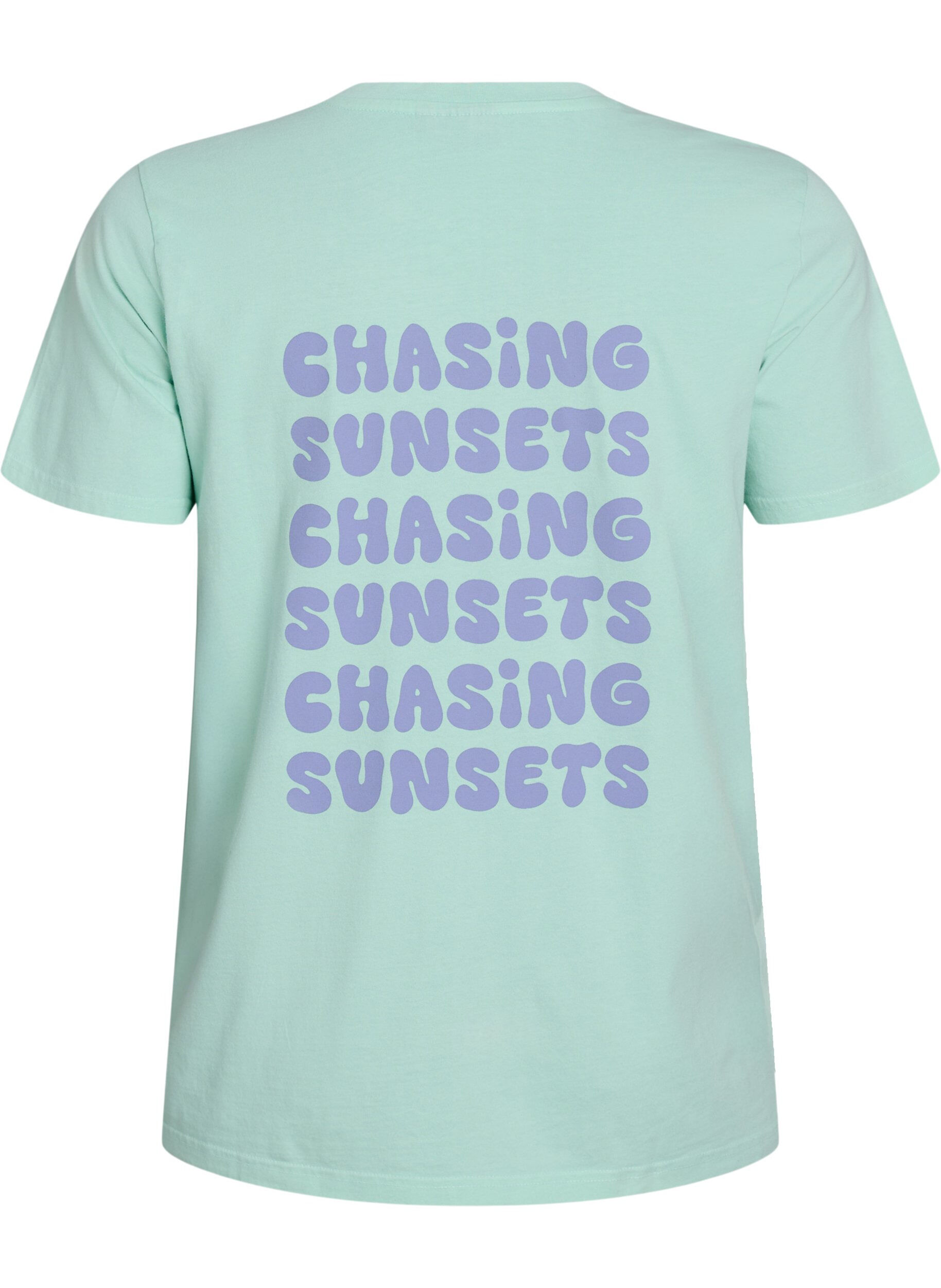 Zizzi T-shirt en coton biologique avec impression au dos, Vert clair, Packshot image number 1