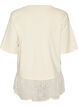 T-shirt ample avec large bordure en dentelle, Vanille, Packshot image number 1