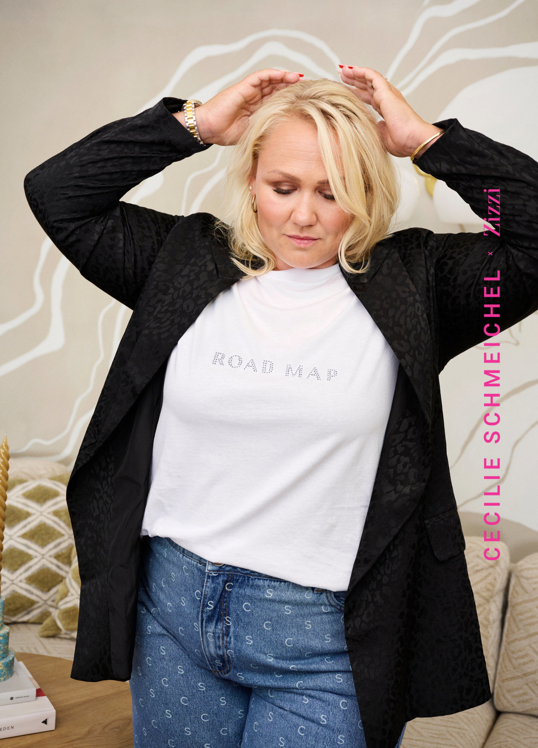 Zizzi T-shirt en coton biologique avec des similipierres, White, Image image number 0