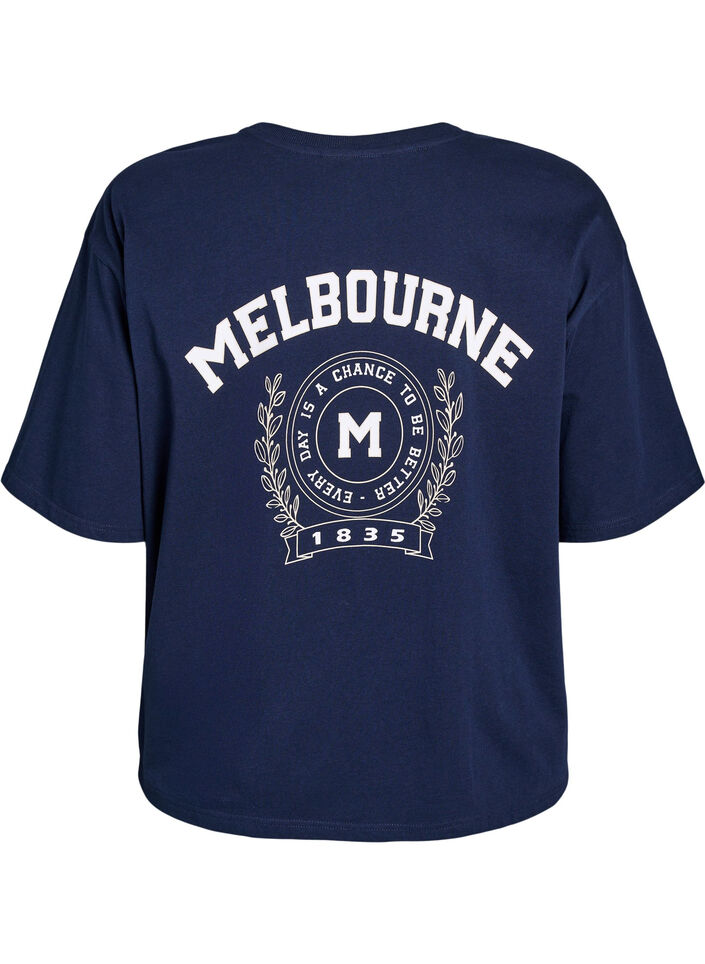 T-shirt oversize avec impression au dos, Bleu, Packshot image number 1