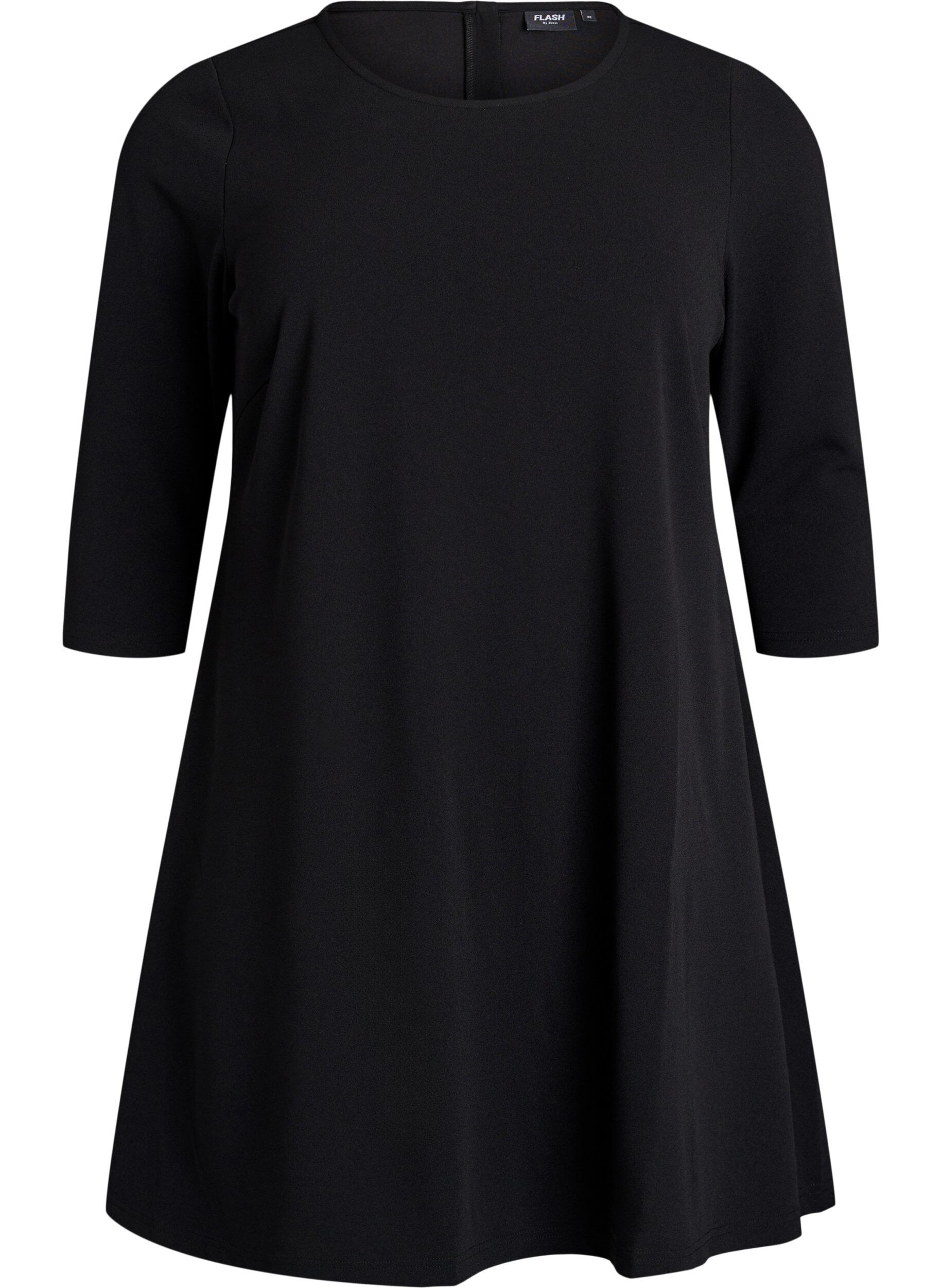 ZizziRobe courte &eacute;vas&eacute;e &agrave; manches 3/4, Noir, Packshot image number 0