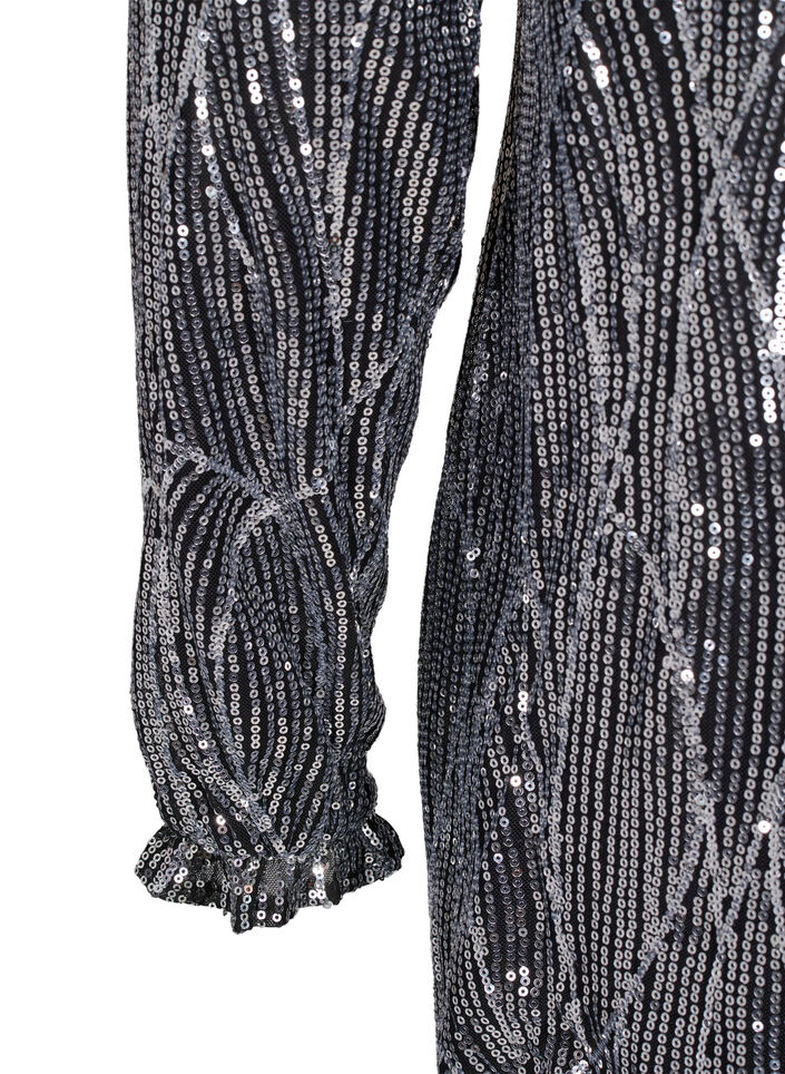 Robes à manches longues avec des paillettes et des motifs, Silver Sequins, Packshot image number 3