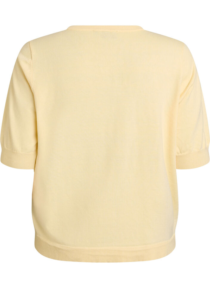 Blouse en fine maille &agrave; manches courtes, Jaune clair, Packshot image number 3