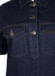 Robe en denim avec manches courtes et poches de poitrine, Dark Blue Denim, Packshot image number 2