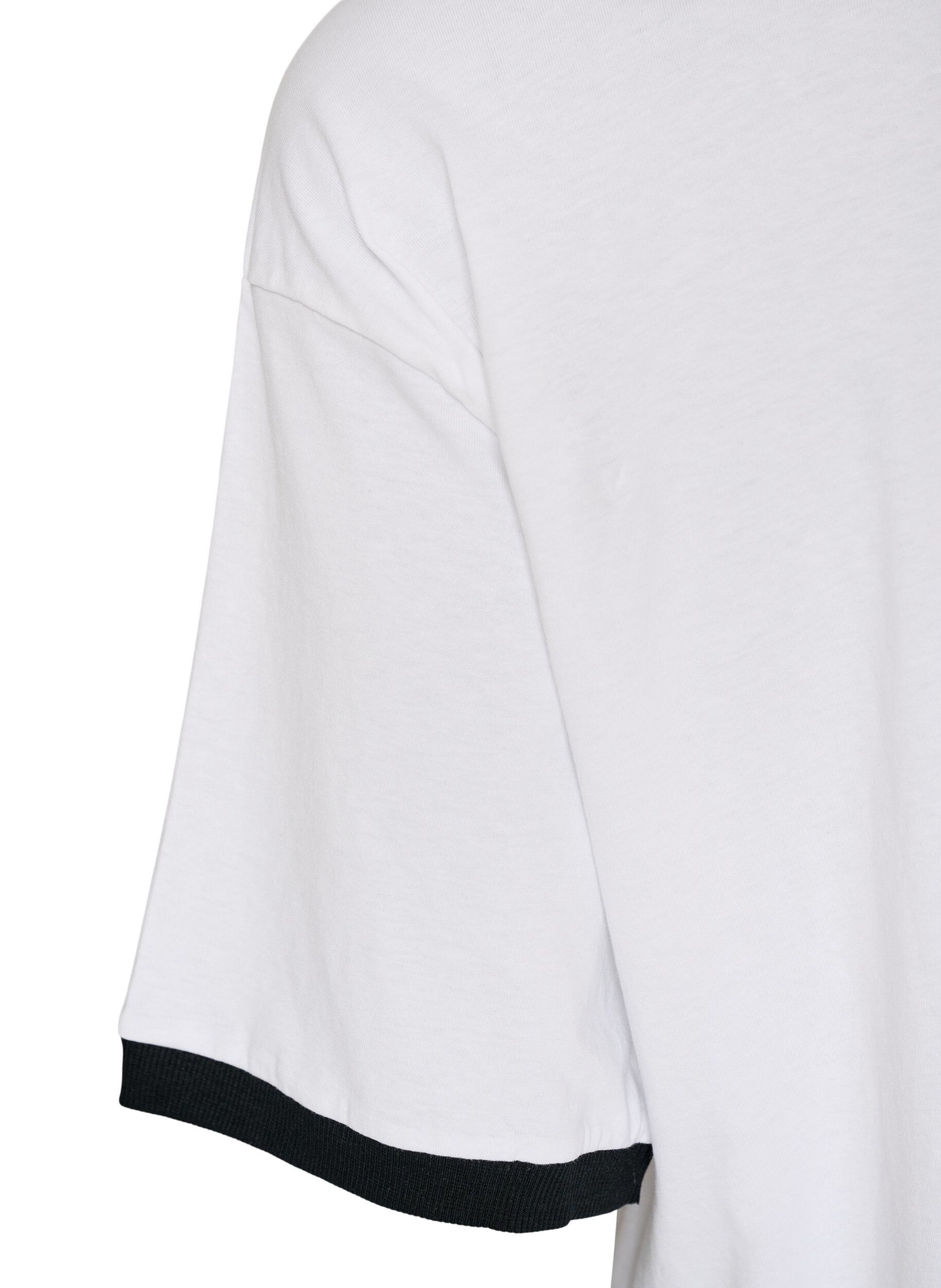 ZizziT-shirt en coton avec imprim&eacute; texte et coupe boxy, Blanc, Packshot image number 3