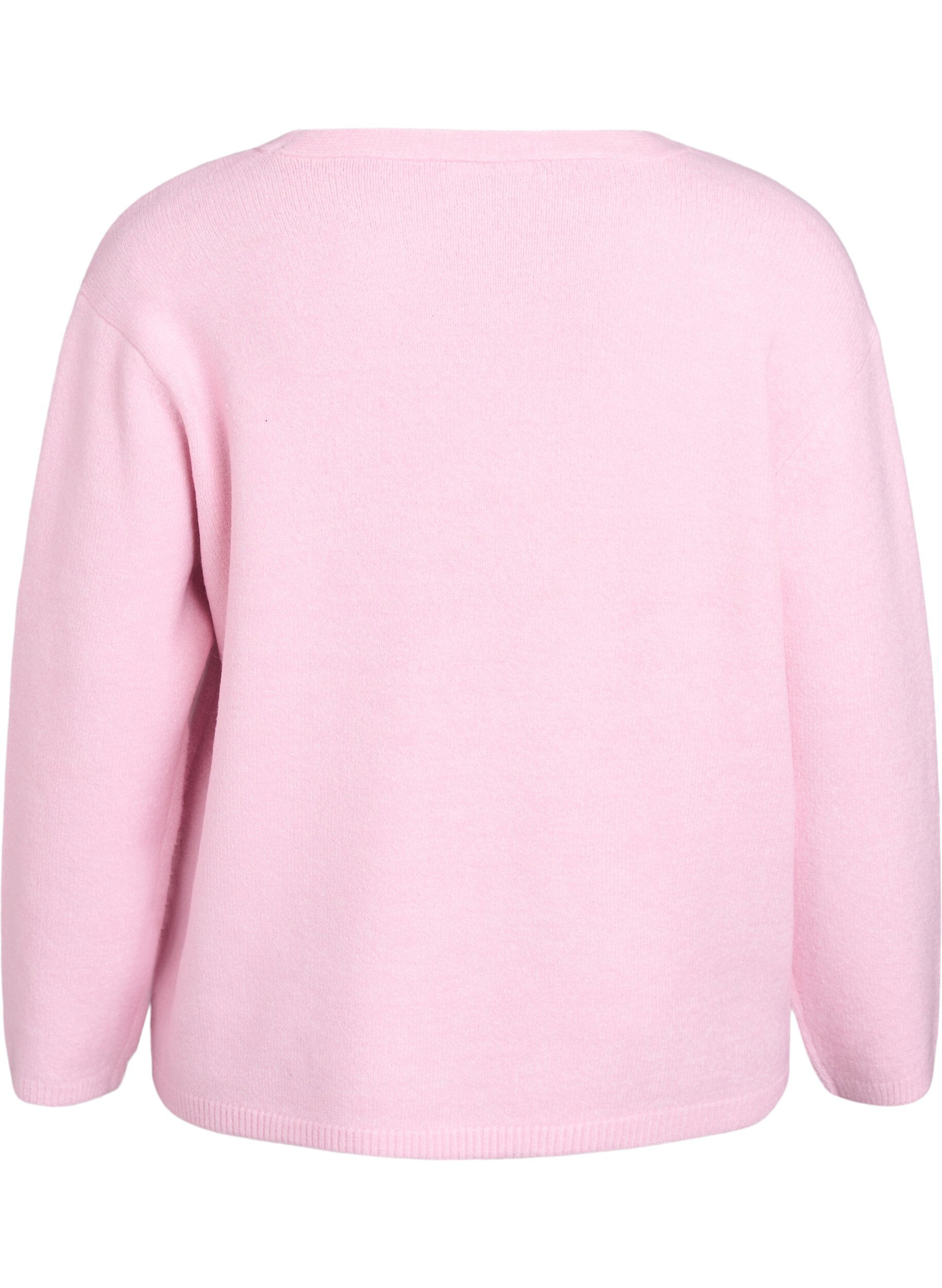 Zizzi Cardigan avec col en V et fleurs brod&eacute;es, Rose, Packshot image number 1