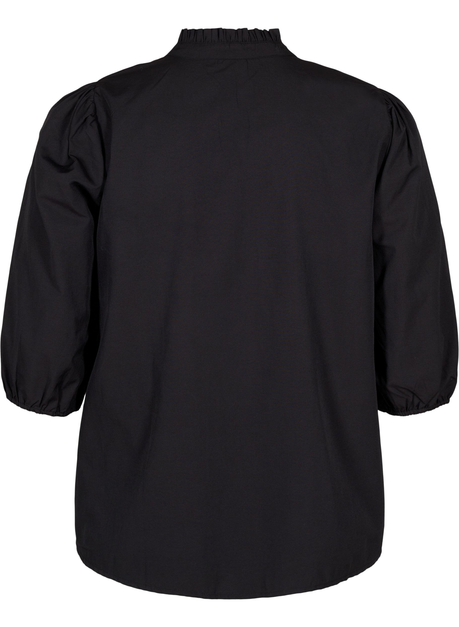 Zizzi Chemisier &agrave; fleurs brod&eacute;es et manches 3/4, Black W. Beige Emb. , Packshot image number 1