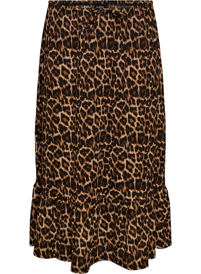 Jupe longue avec ceinture &agrave; nouer et ourlet &agrave; volants, Noir, Packshot image number 0