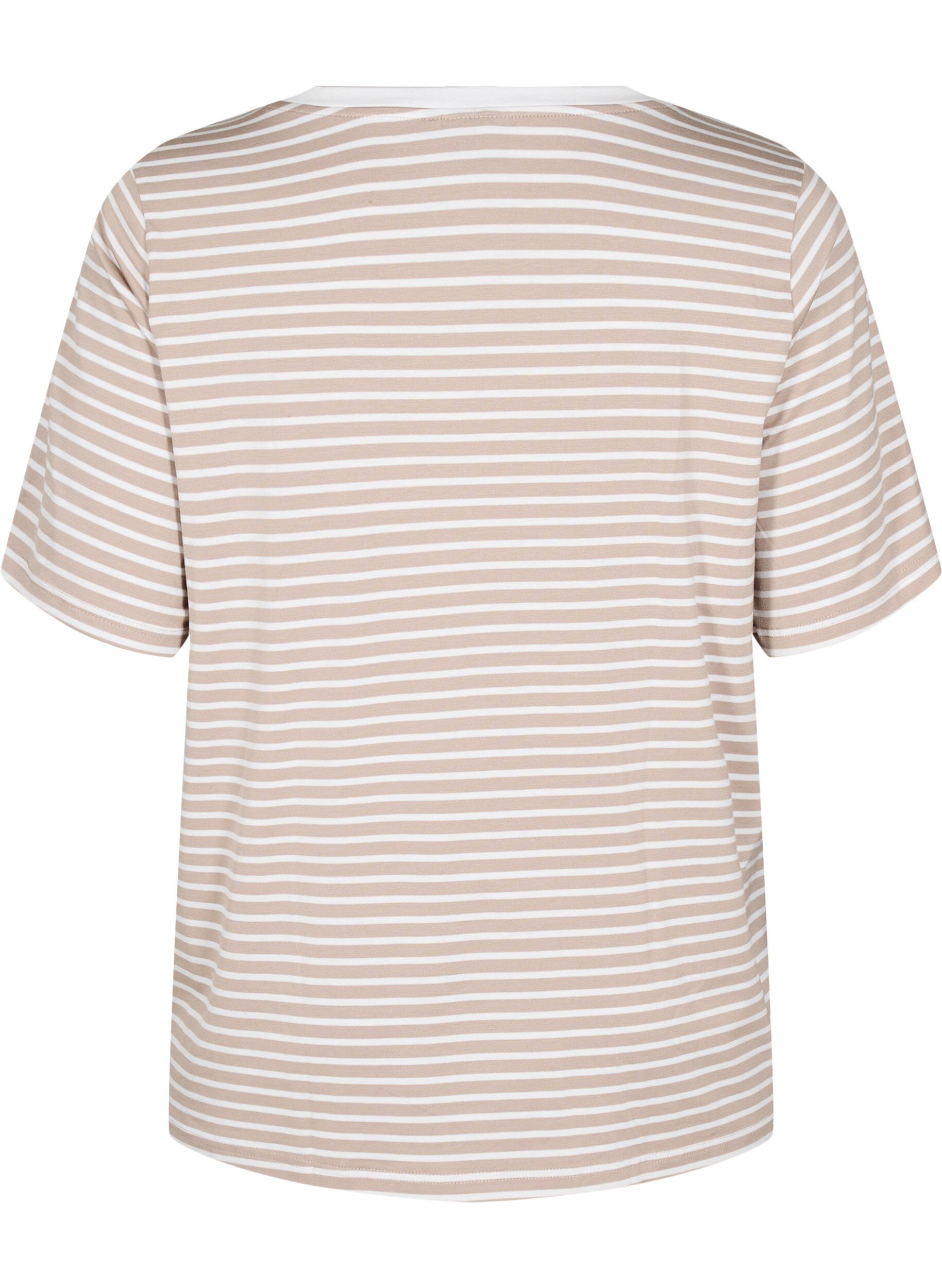 Zizzi T-shirt en TENCEL&trade; Lyocell &agrave; rayures, Beige, Packshot image number 1