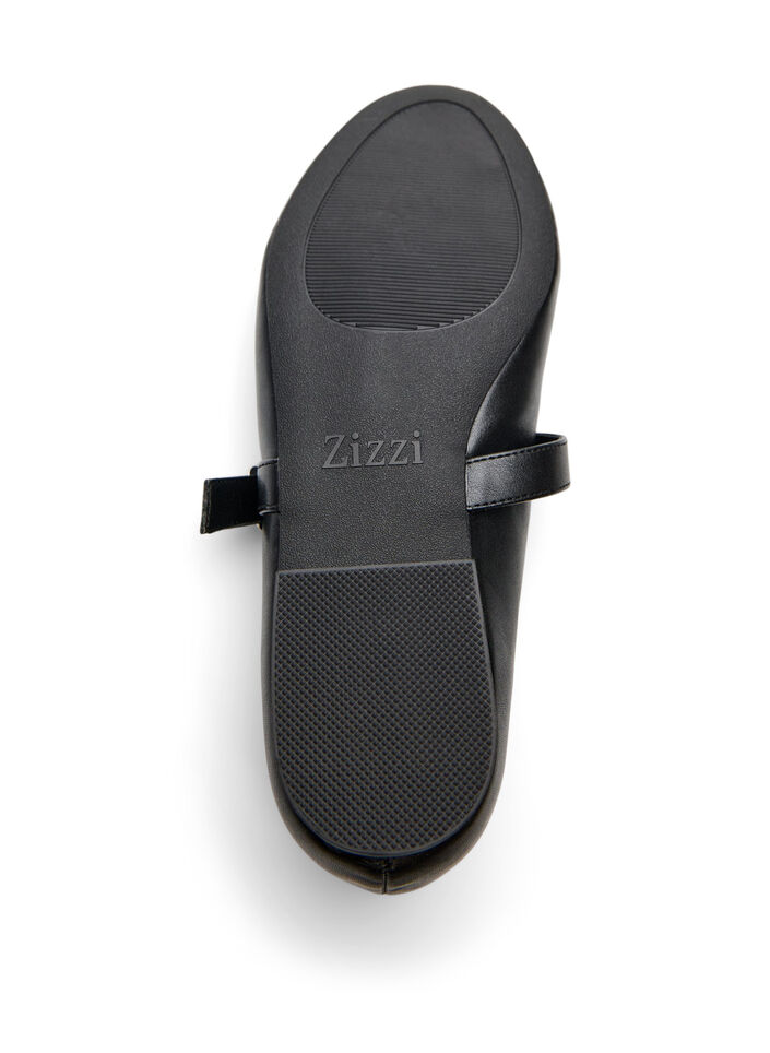 Ballerine en similicuir avec bride, Noir, Packshot image number 4