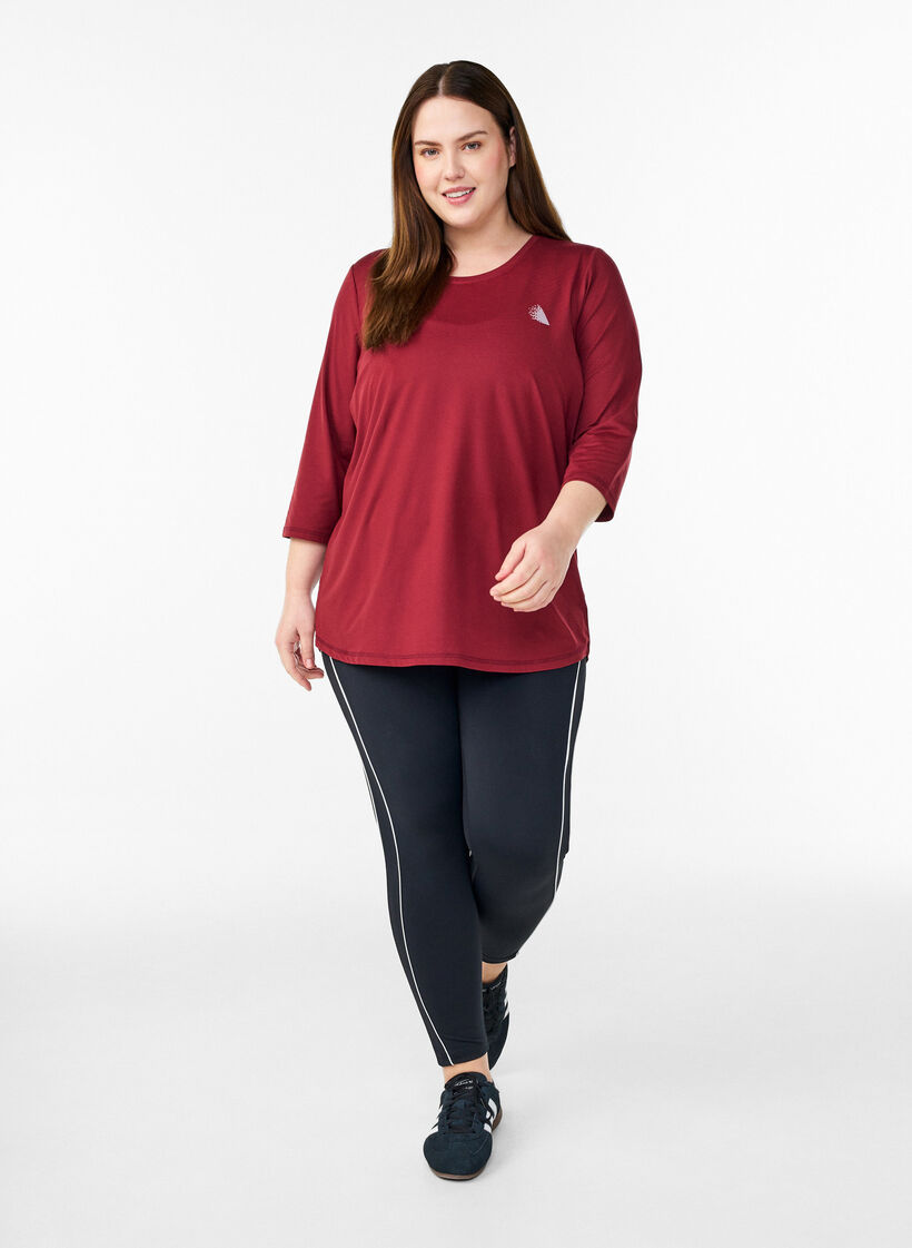 Haut de sport avec manches 3/4, Bordeaux, Model image number 1