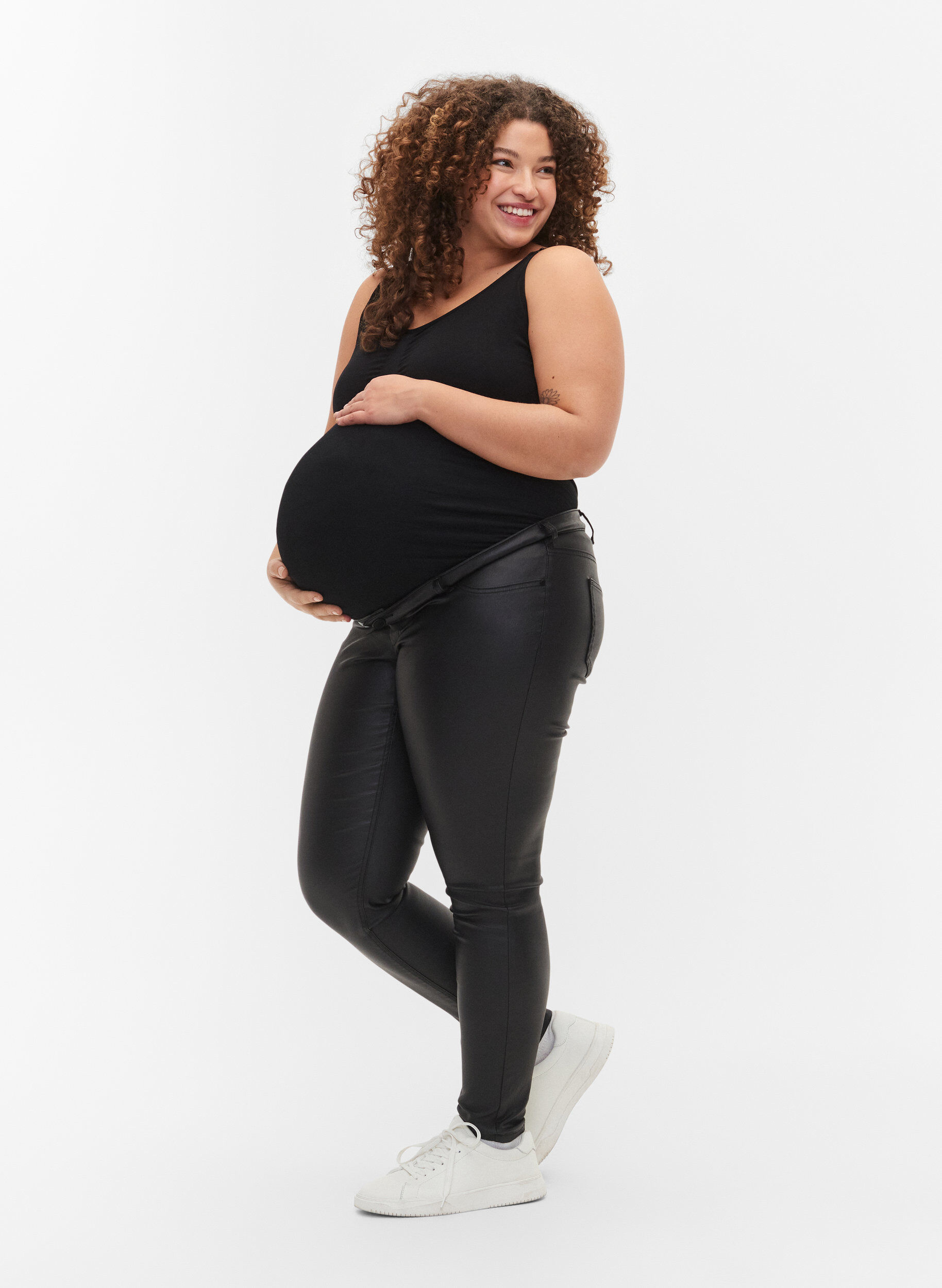 Zizzi Pantalon de grossesse rev&ecirc;tu, Noir, Model image number 0