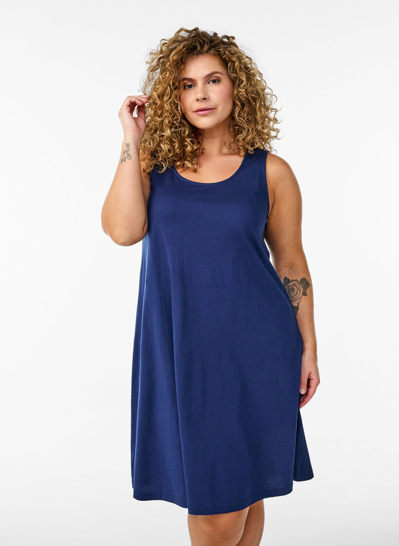 Robe évasée sans manches, Bleu, Model image number 0