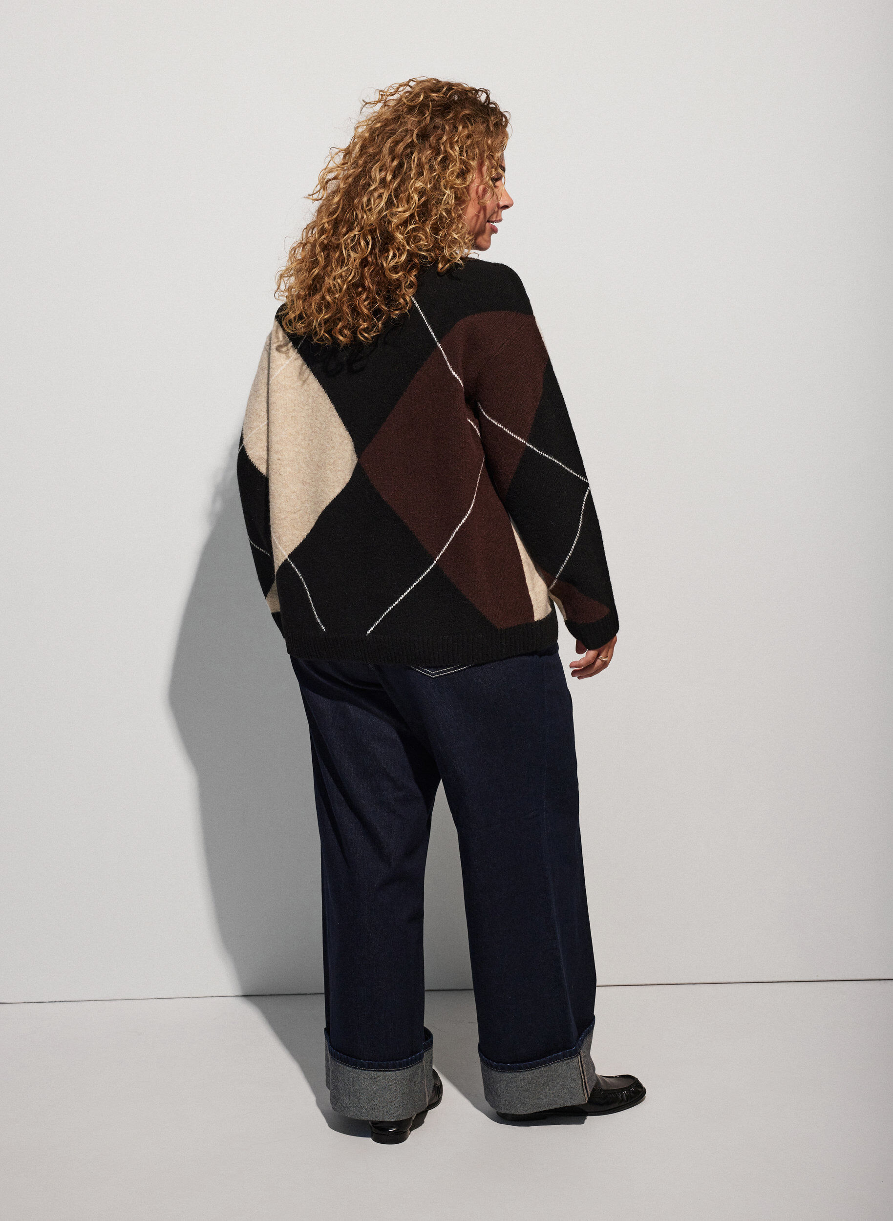 ZizziTricot &agrave; motif arlequin, Noir, Model image number 2