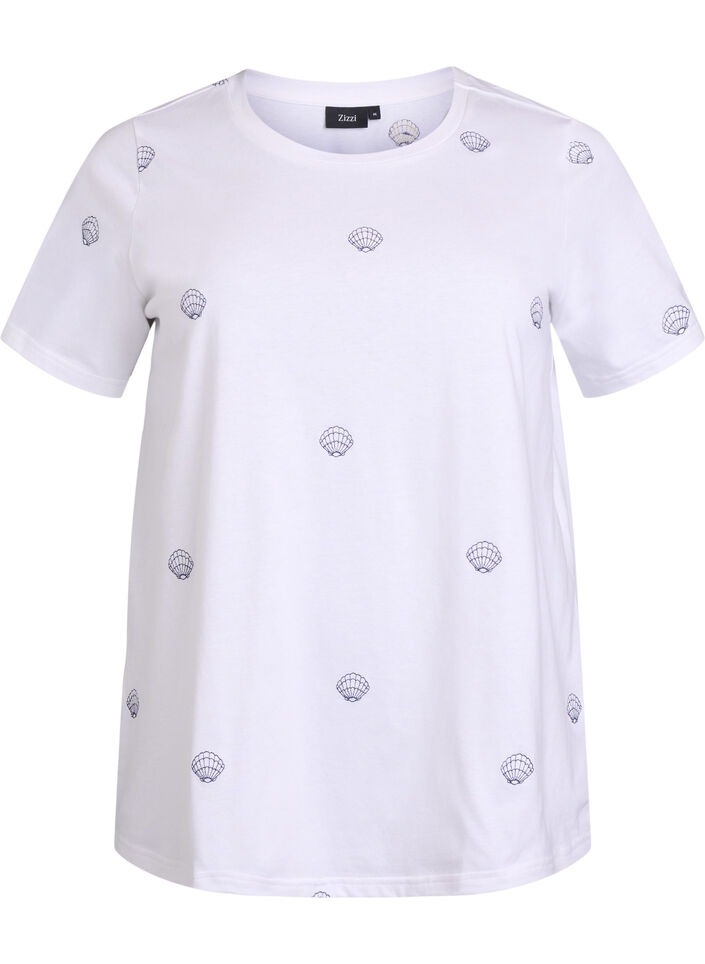 T-shirt en coton biologique avec motifs brodés, Blanc, Packshot image number 0