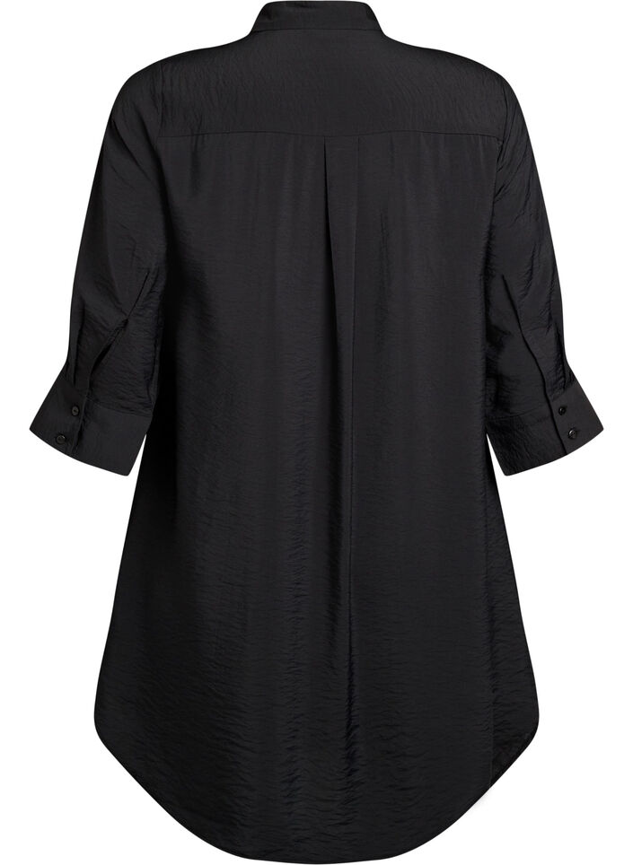 Robe courte avec col et poche poitrine, Noir, Packshot image number 1