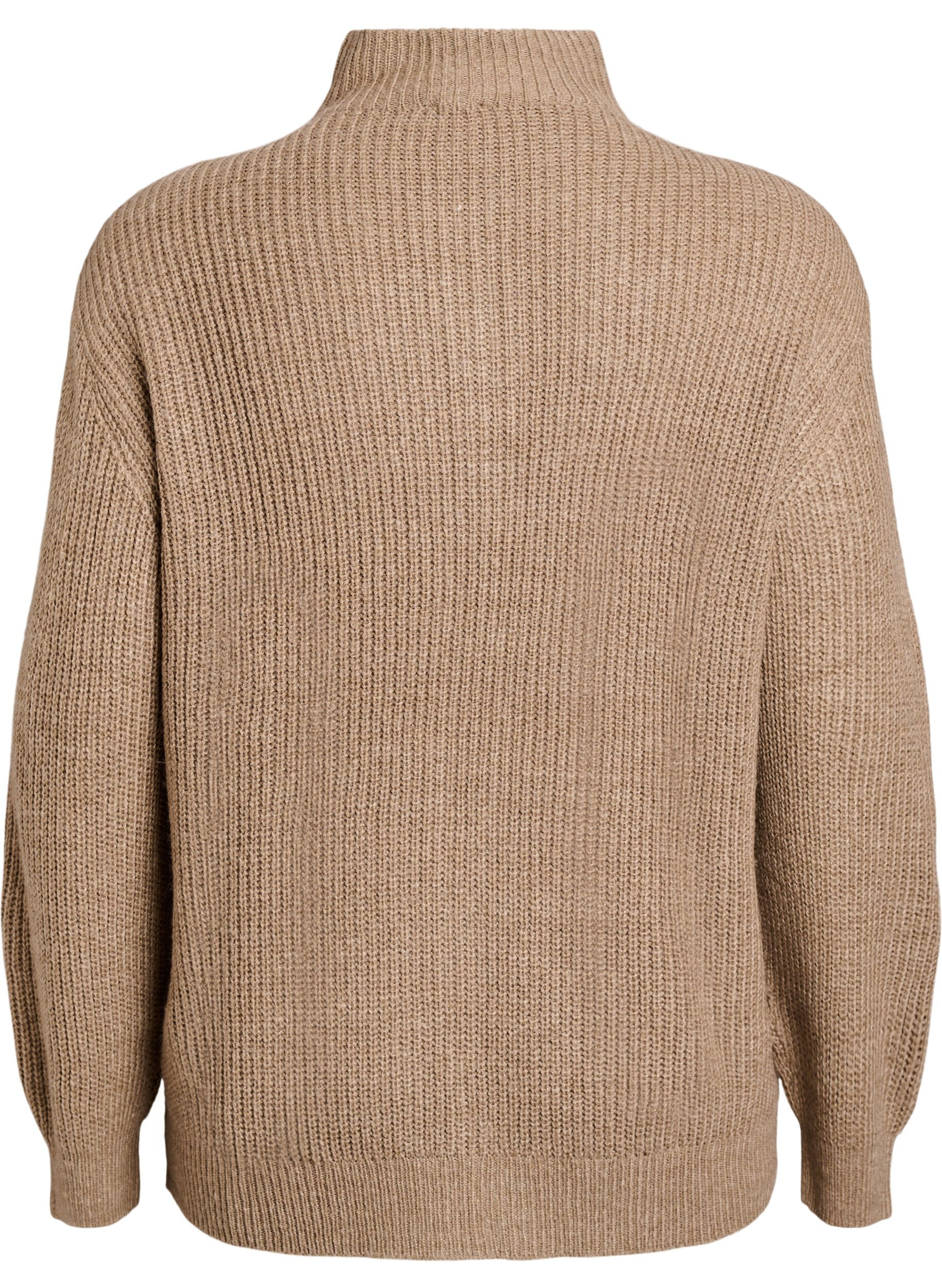 ZizziPull en tricot avec col haut et fermeture &eacute;clair, Marron, Packshot image number 1