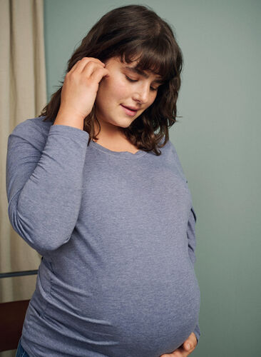 Blouse de grossesse basique à manches longues, Nightshadow Blue, Image image number 0