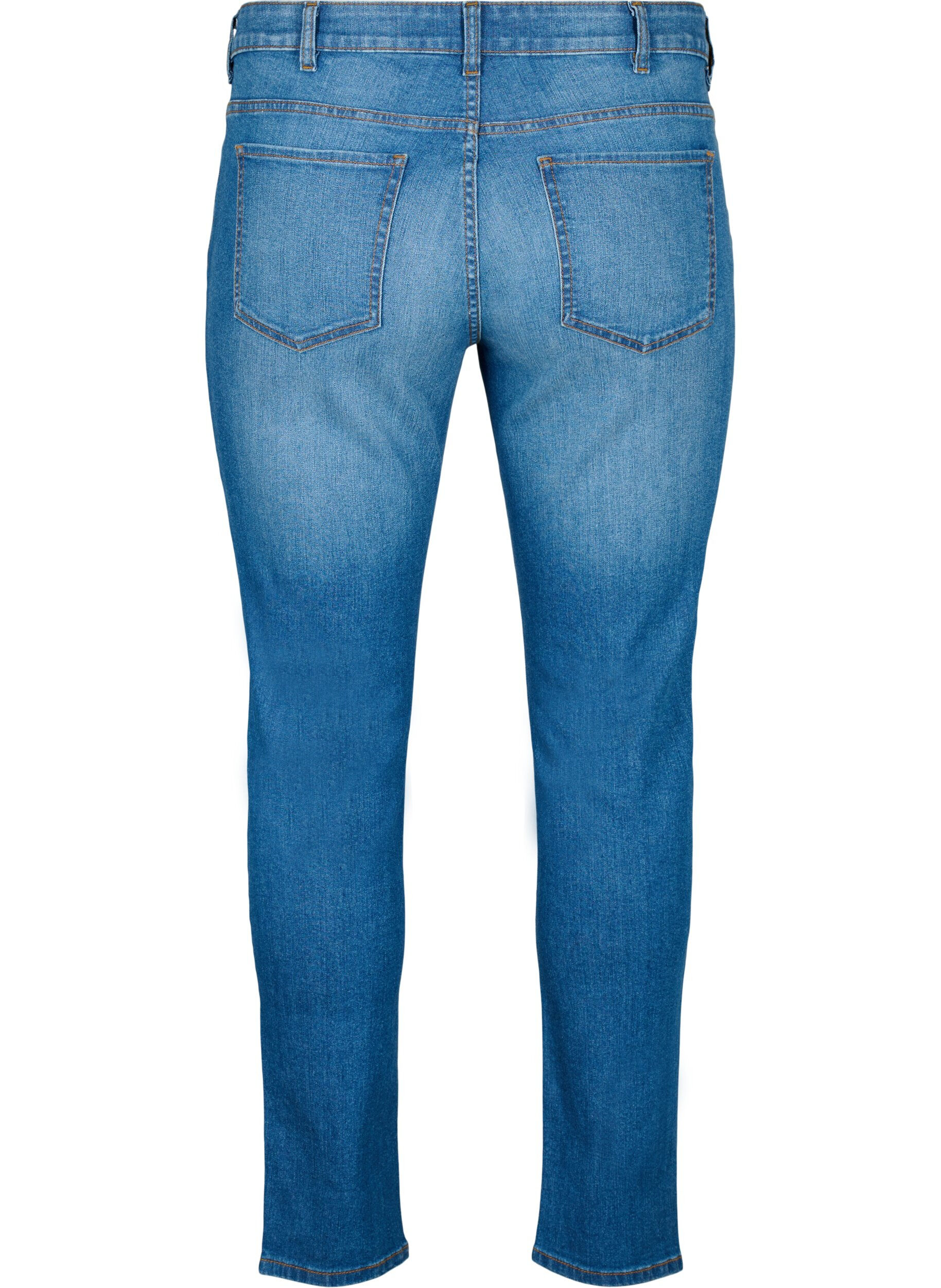 Zizzi Emily jeans avec taille r&eacute;guli&egrave;re et coupe slim, Blue denim, Packshot image number 1