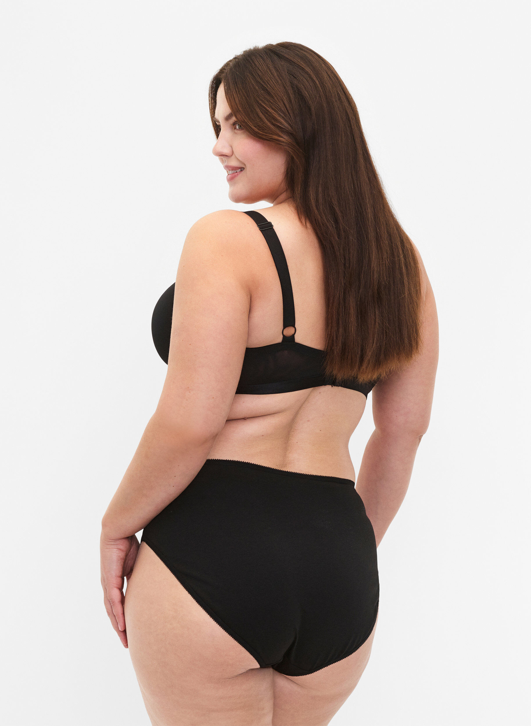 Zizzi5-pack culottes en coton avec taille normale, Noir, Model image number 1