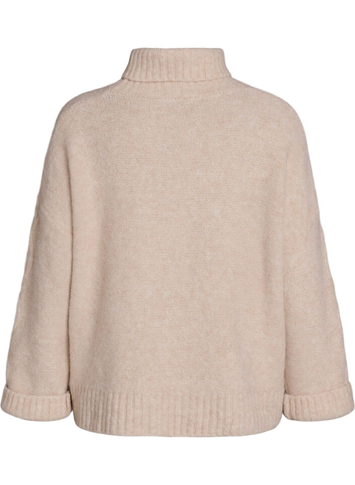 Pull &agrave; col roul&eacute; et torsades, Vanille, Packshot image number 1