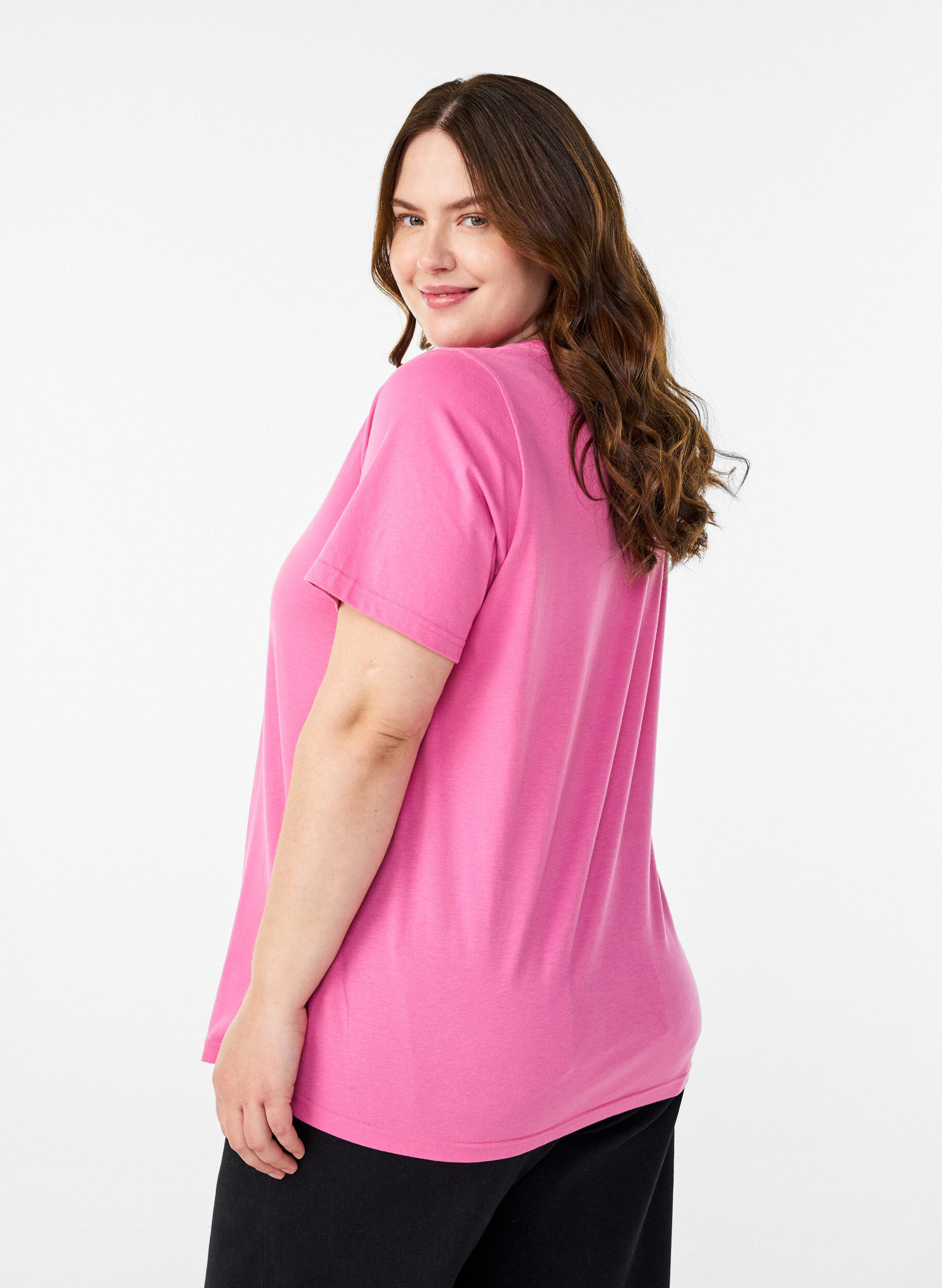 Zizzi FLASH - T-shirt imprim&eacute;, Rose, Model image number 2