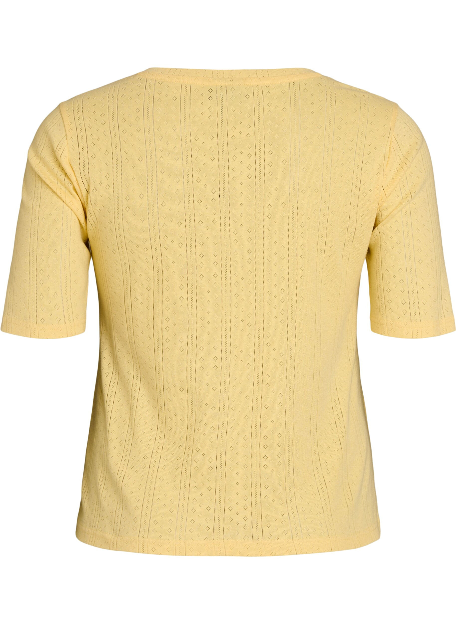 Zizzi T-shirt en coton avec broderie ajour&eacute;e, Jaune clair, Packshot image number 1