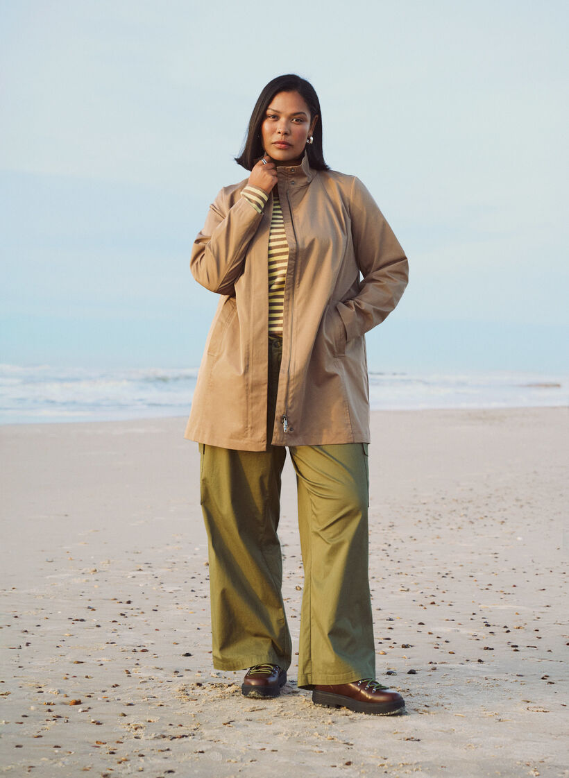 Veste de mi-saison avec poches et col montant, Marron, Image image number 0