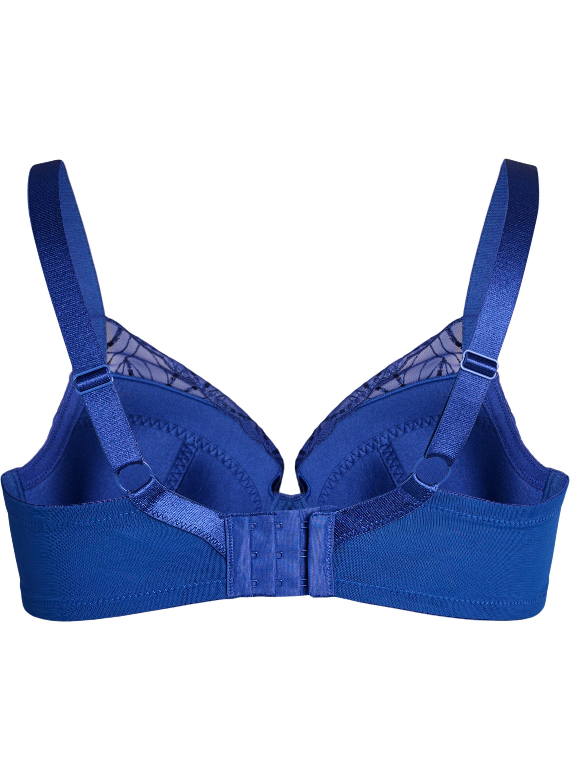 Zizzi Soutien-gorge avec bonnets rembourr&eacute;s et maille brod&eacute;e, Bleu, Packshot image number 1