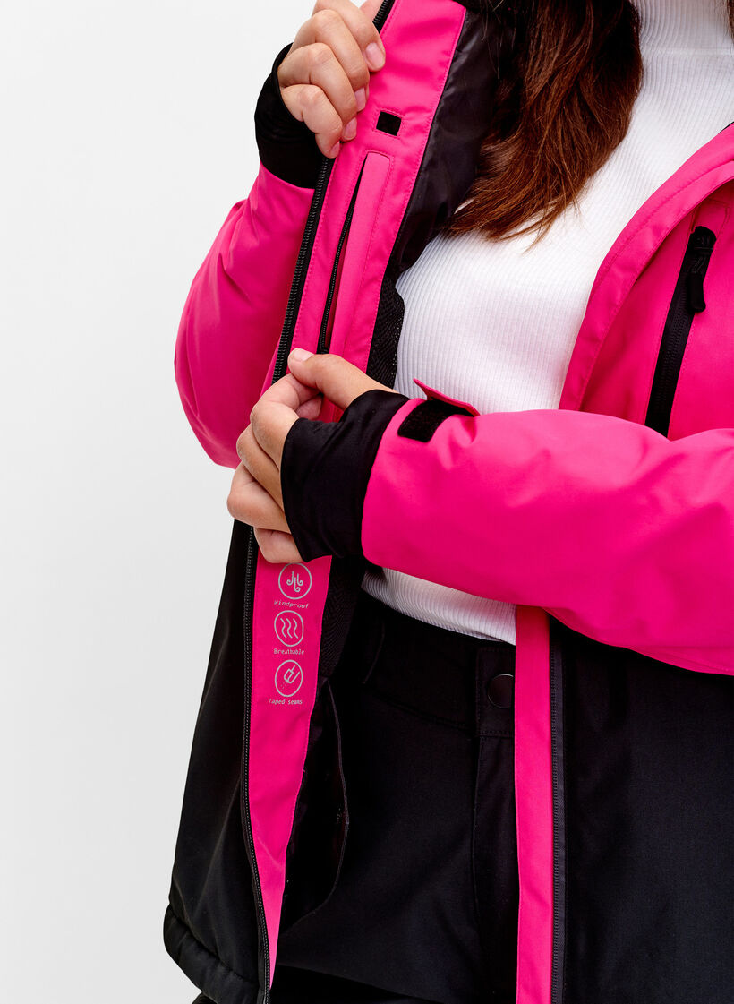 Veste de ski bicolore avec capuche, Fuchsia Purple Comb, Model image number 2