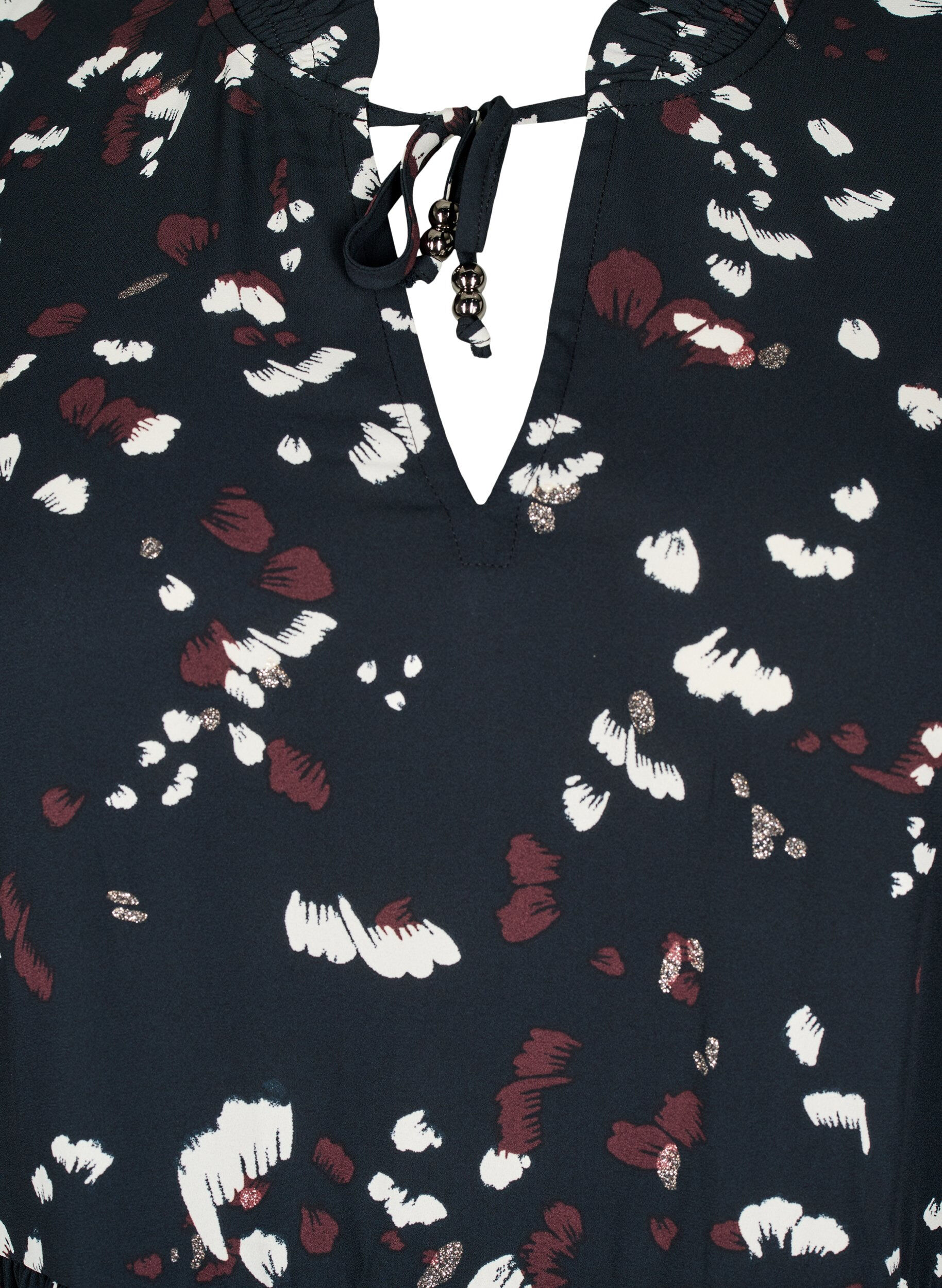 Zizzi Tunique imprim&eacute; &agrave; col roul&eacute;, Black AOP Print, Packshot image number 2