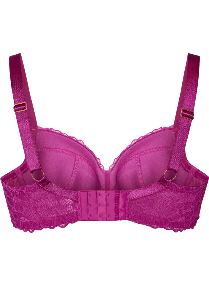 Soutien-gorge rembourr&eacute; avec dentelle et armatures, Violet, Packshot image number 1