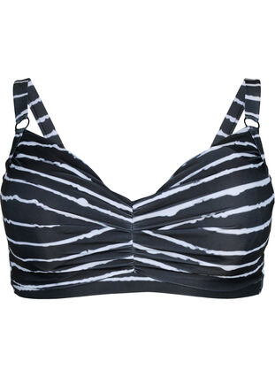 Soutien-gorge de bikini imprimé avec armature, Black White Stripe, Packshot image number 0