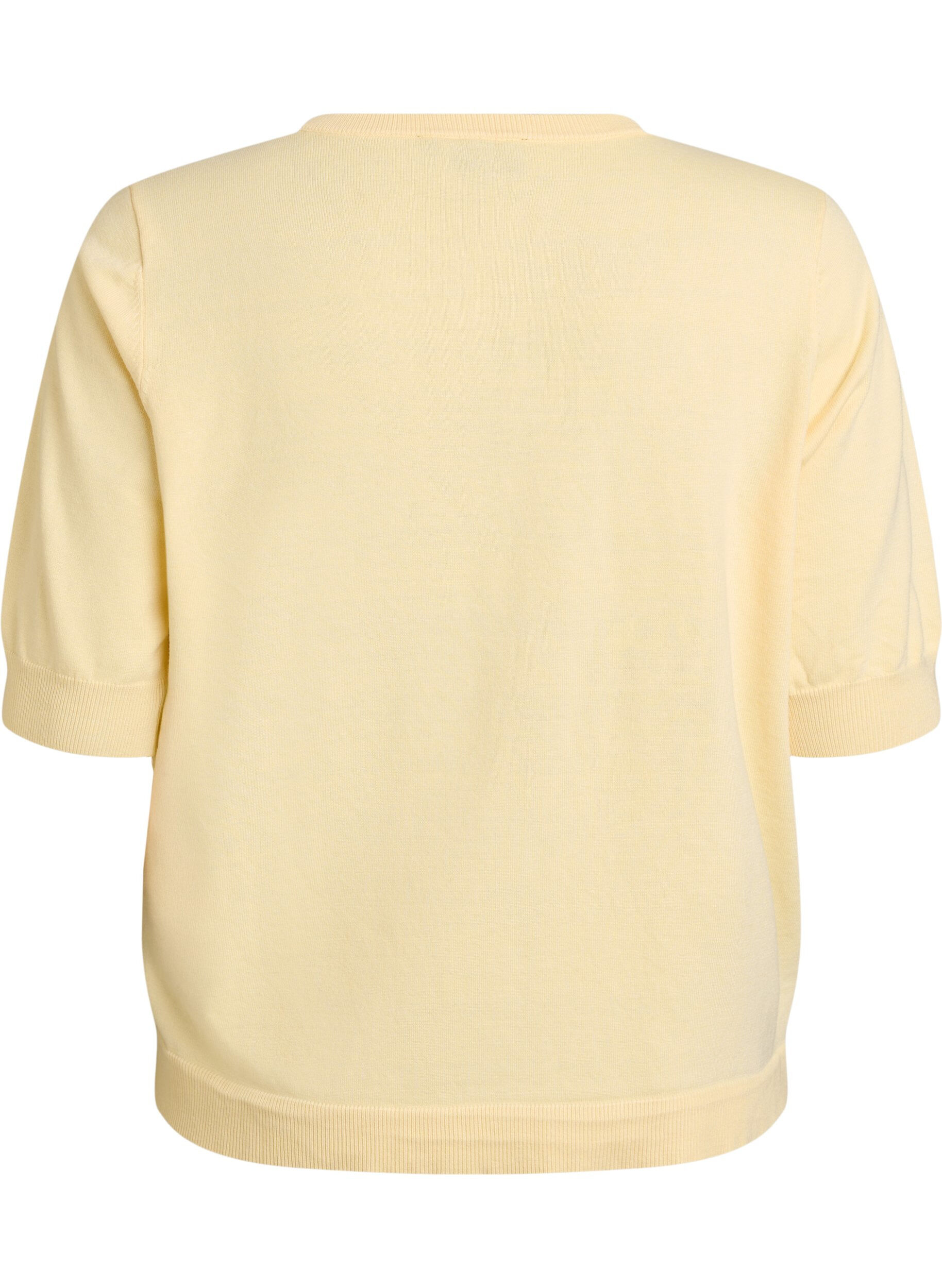ZizziBlouse en fine maille &agrave; manches courtes, Jaune clair, Packshot image number 1
