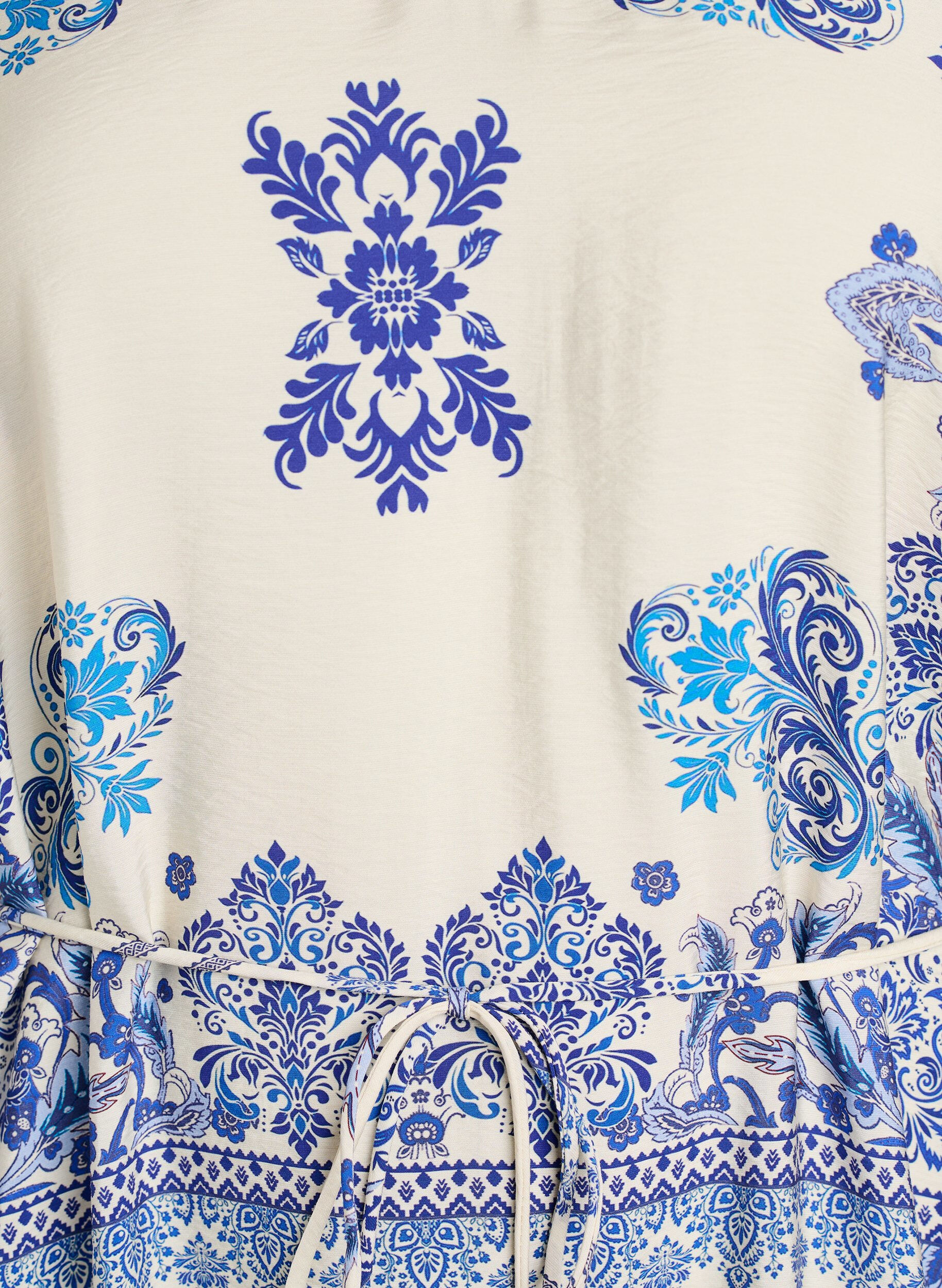 Zizzi Robe midi imprim&eacute;e en viscose avec ceinture &agrave; nouer, Bleu, Packshot image number 2