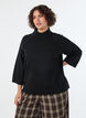 Blouse en maille en m&eacute;lange de viscose &agrave; col roul&eacute;, Noir, Model image number 0